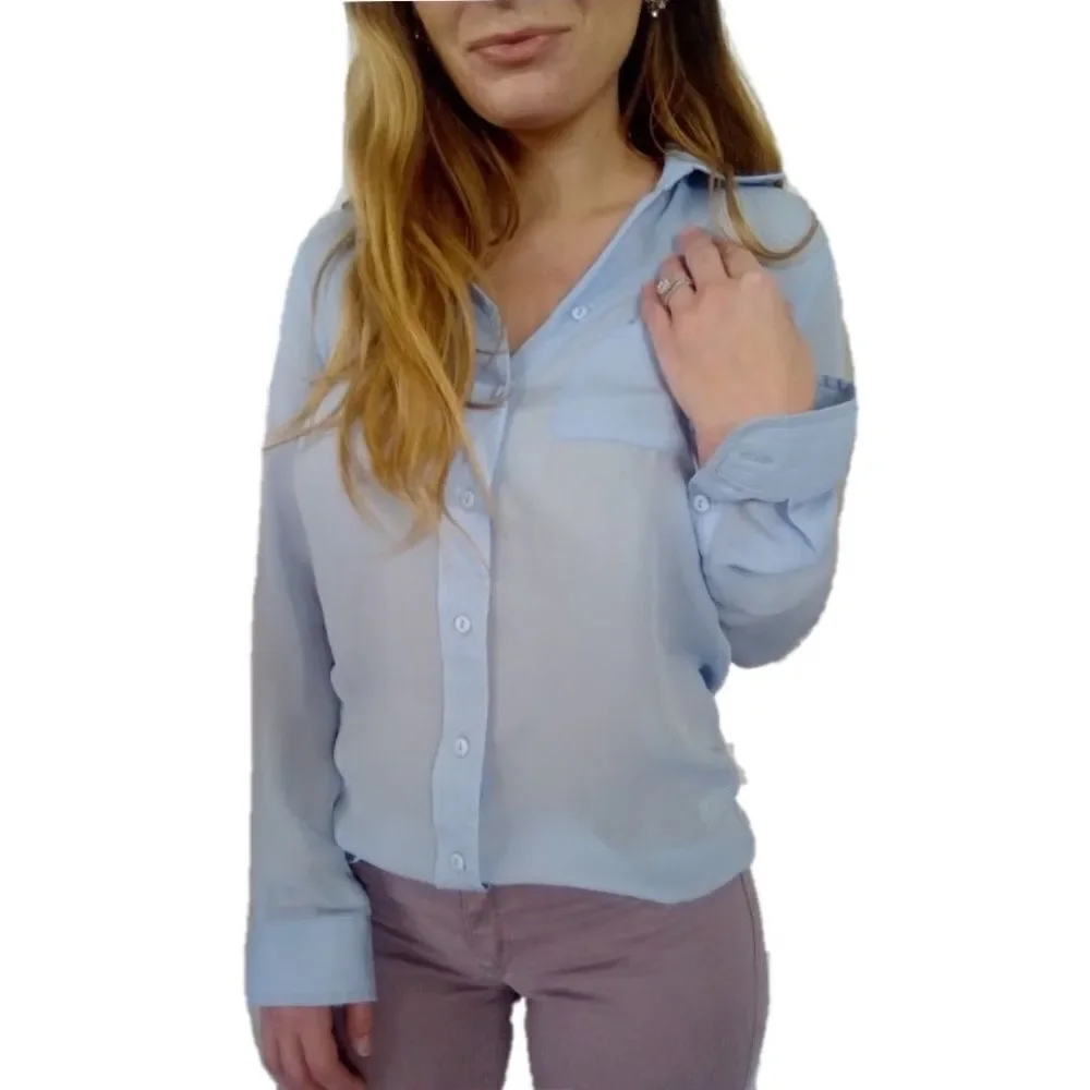 Topshop Button Down Blouse/Top Blue Size 2